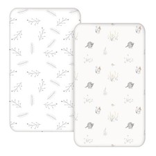 Kids Bassinet Sheets 2Pack, Soft Breathable, Universal Fit for Newborns