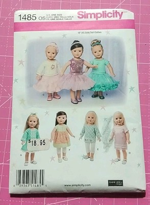 Simplicity 1485 18'' Doll Clothes Sewing Craft Pattern Uncut Top Dress Tunic