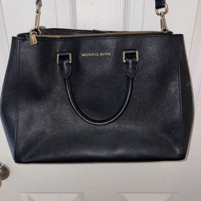 MICHAEL KORS SUTTON SATCHEL Large, Leather, Black Handbag - I 1503