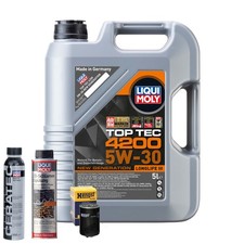 Motoröl 5W30 LIQUI MOLY Top Tec4200 5L+HENGST Ölfilter +Spülung +Cera Tec