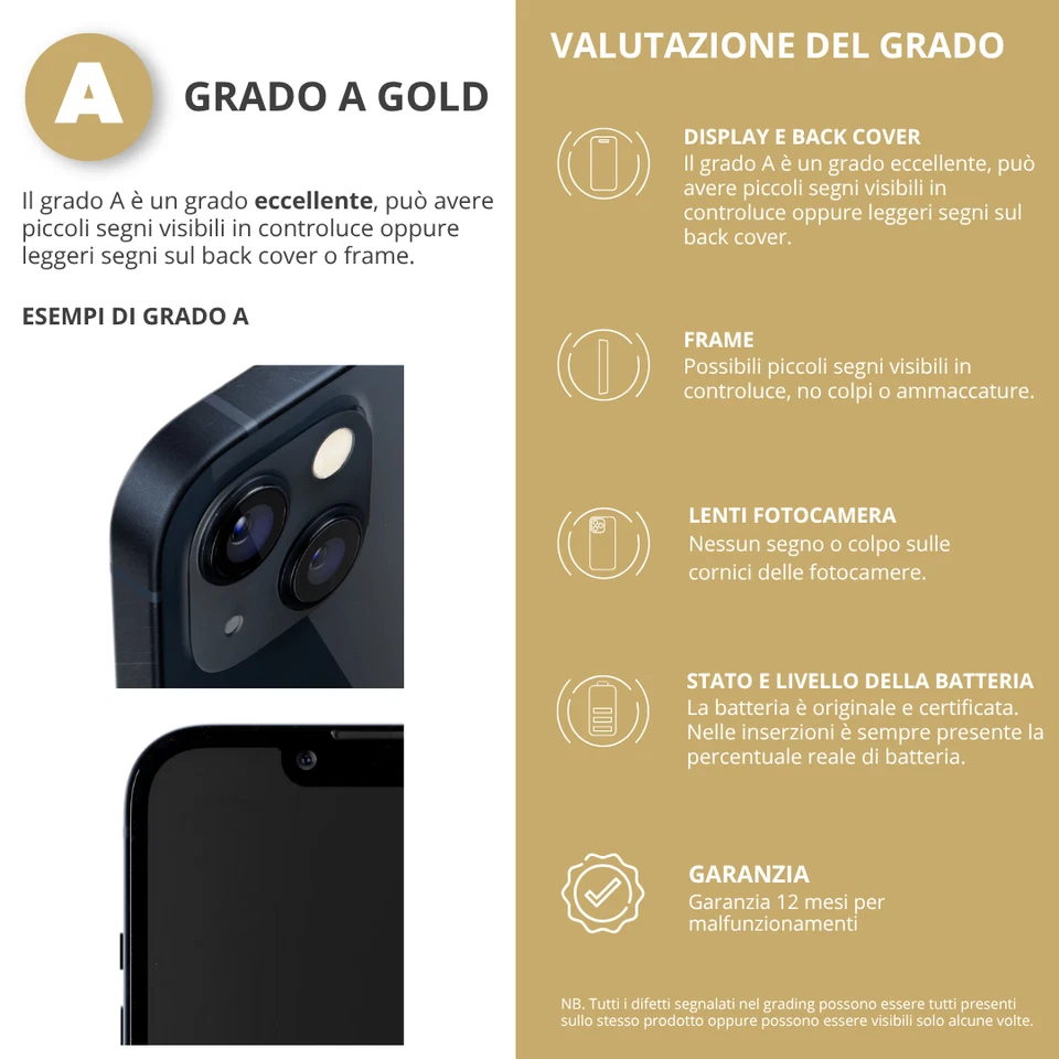 APPLE IPHONE 13 256GB BLU CON BATTERIA A SCELTA. DEVICE VERIFICATI GRADI A, B C - Immagine 3 di 4