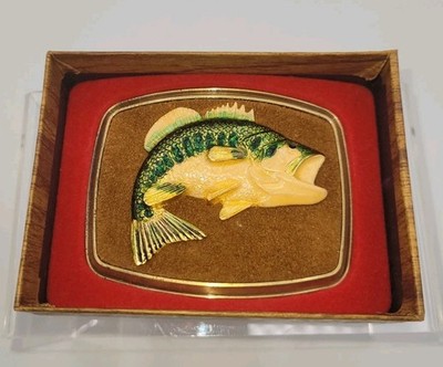 VTG Raintree Largemouth Bass Belt Buckle w/ 24K Gold Overlay In Original Package