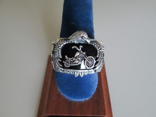 ANELLO MOTO ARGENTO STERLING BRADFORD EXCHANGE MISURA 13 3/4
