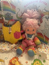 Vintage 1983 Rainbow Brite Plush Doll Baby Brite Pink Baby with Carrier Mattel