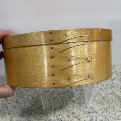 Signed Wooden Shaker Oval Box Bentwood Lidded Storage Box Vintage