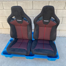Recaro Sportster Style Recliner Blackred Suede Cloth Bucket Seats New Set 2
