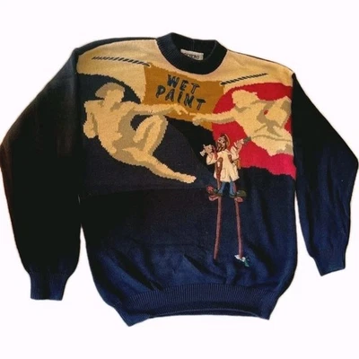 Iceberg Pullover Gr. L/ XL  Vintage 90s Michaelangelo  Erschaffung Von Adams - Bild 1 von 4