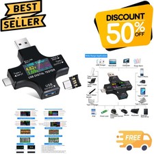 Compact 2 in 1 USB C Voltage & Current Meter with Safety Protection Features