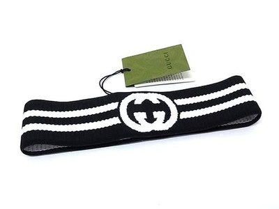 Gucci 676646 Polyester Hair Band Size M Black BN9494