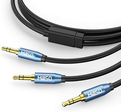 Audio Splitter, SapphireBlue&Gold-Plated 8 Feet 3.5mm Male to 2 Male Audio Sp...