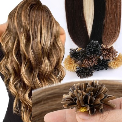 Keratin Bonding Hair Extensions Remy Echthaar Haarverlängerung 200 Strähnen Lang