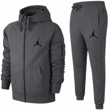 Men's Jordan charcoal Tracksuit Set - Zip Hoodie  Joggers Athletic Streetwear