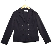 Chicos Black Double Breasted Blazer Jacket Womens Size 1 M