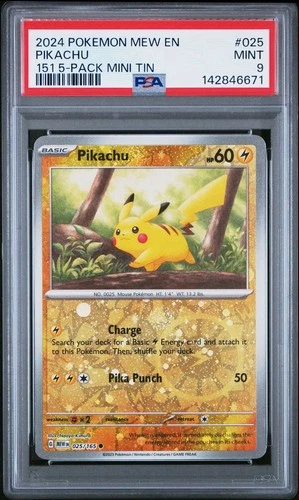 2024 POKEMON MEW EN-151 151 5-PACK MINI TIN #025 PIKACHU PSA 9