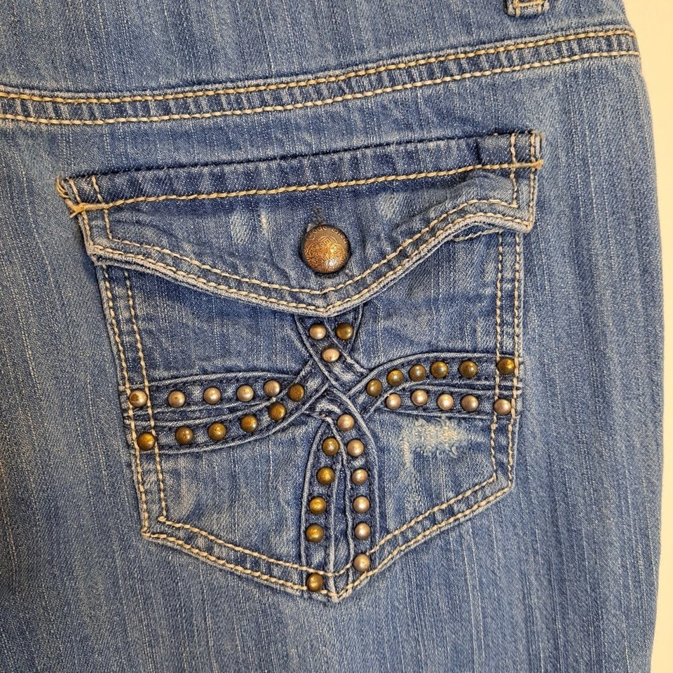 Code Bleu Blue Denim Bootcut Jeans Metallic Cowgirl Western Country Size 8 - Image 3 of 4
