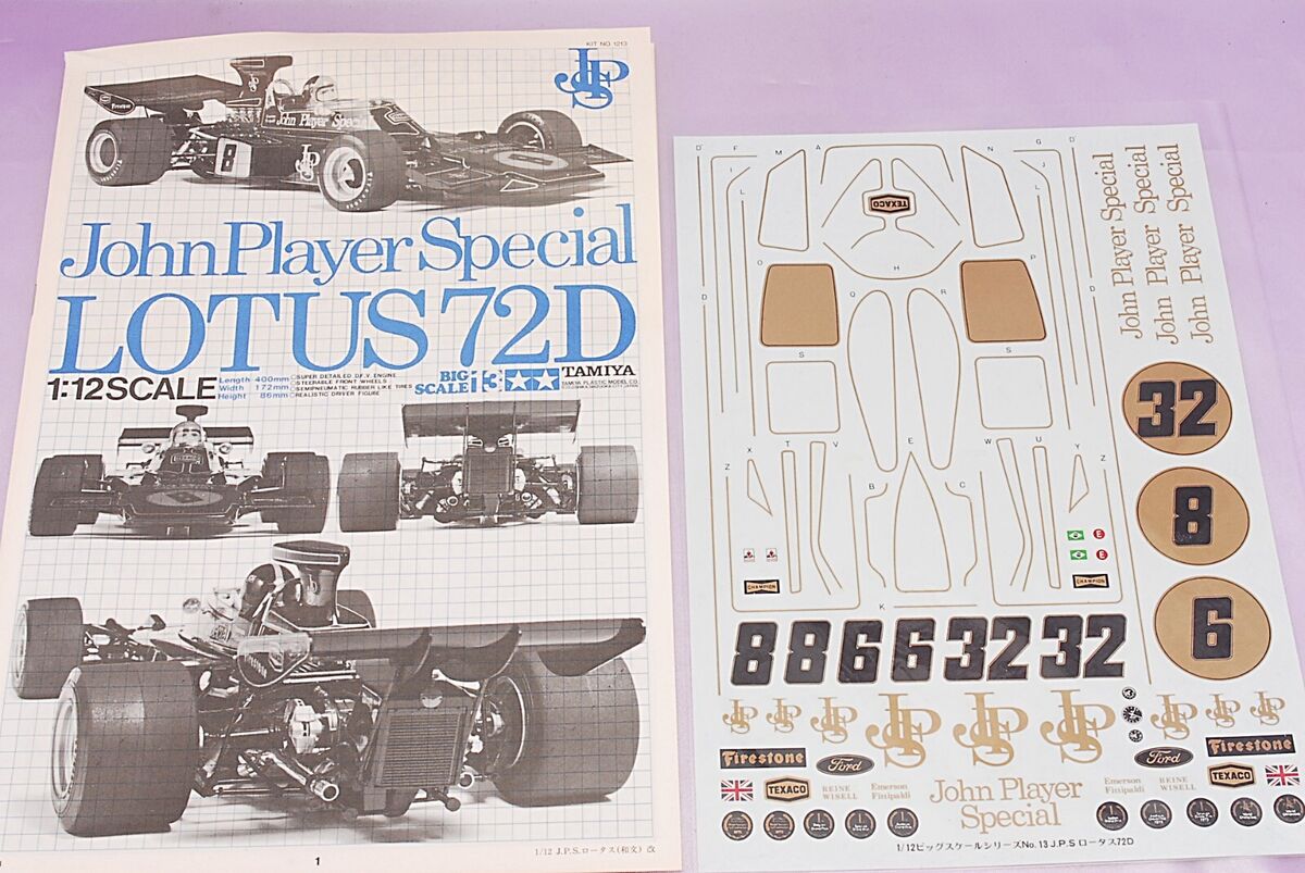 TAMIYA 1/12 John Player Special J.P.S. LOTUS 72D F1 Car TAMIYA 1/12 John Player Special J.P.S. LOTUS 72D F1 Car
