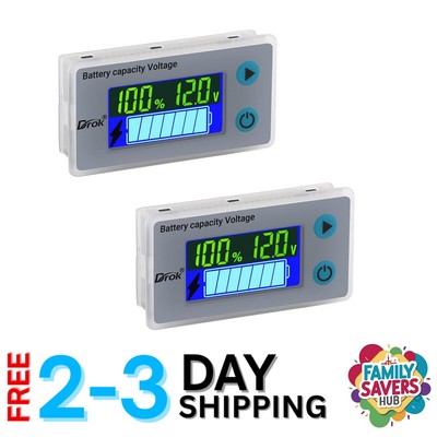 LCD Battery Status Tester with Protective Shell, 2x 12V Monitors for Vehicle Use