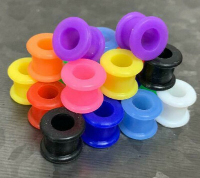 TEN Pair Set of Silicone Tunnels Plugs Earlets Gauges Flexible Body Jewelry 