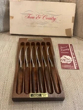 Vintage Town & Country Steak Knife Set W/Fleetwood Handles Set Of 6 (New in Box)