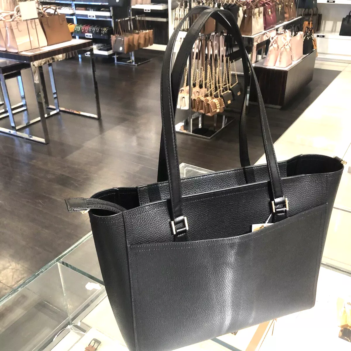 Michael Kors Maisie Large PebbledLeather 3-in-1 ToteBag Black MKSignat –  Gaby's Bags