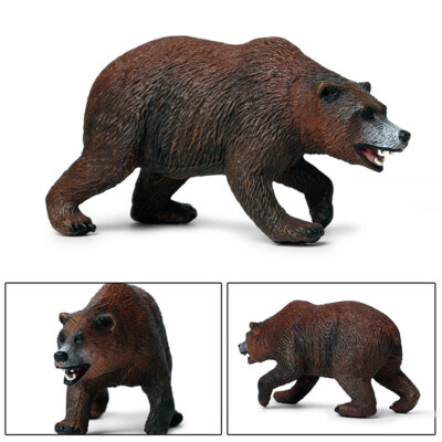 Aggressive Brown Bear Grizzly Bear Figure Animal Decor Collector Kid Toy