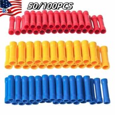 50/100PCS Insulated Straight Electrical Wire Butt Connectors Crimp Terminals
