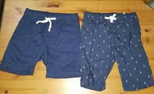 H M Lot of 2 Boys Navy Cotton Pull On Shorts Size US 7-8 Y / EUR 128 EUC