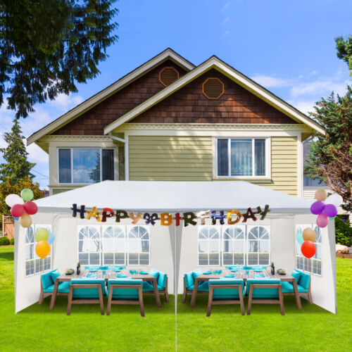 10'X20' Outdoor Party Tent with 4 Removable Sidewalls, Waterproof Canopy White