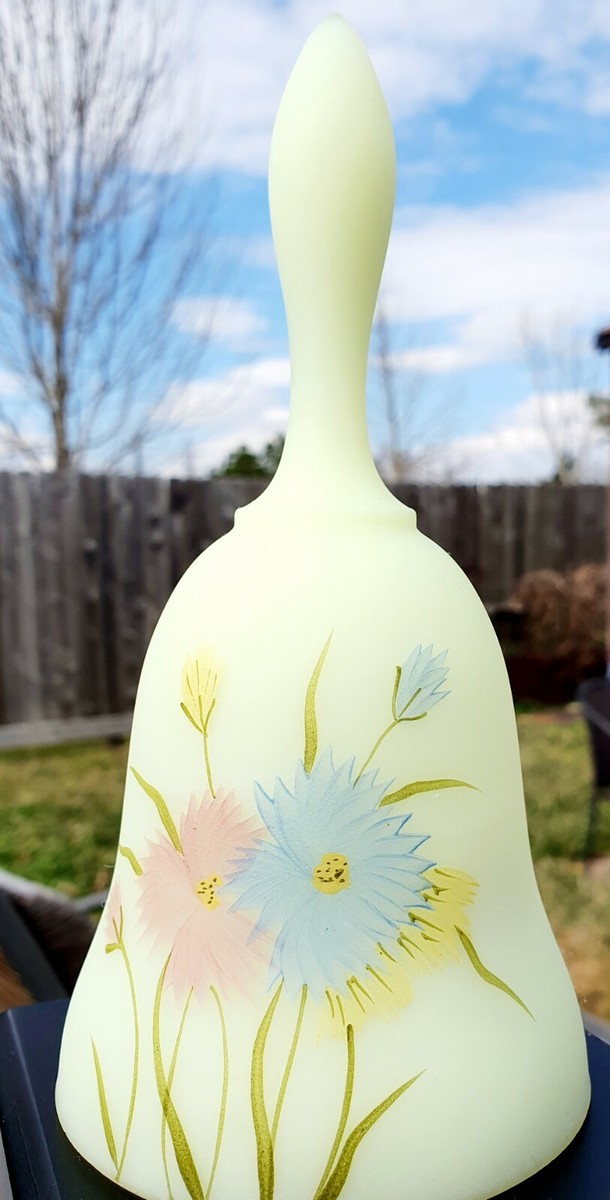 工芸品 Fenton Vaseline Uranium Custard Vase Fenton Vaseline Hand-painted
