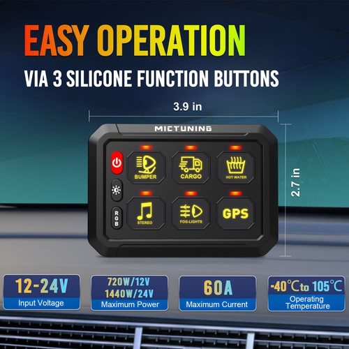 6 gang RGB Multifunction Switch Panel Relay System bluetooth Control 12/24V - Picture 4 of 24