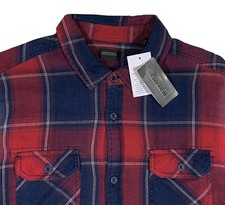 Men's BUFFALO DAVID BITTON Red Blue  Plaid Cotton Shirt XL X-Large NWT NEW