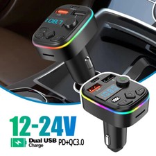 Dual USB PD Type-C Car Charger 3.4A Fast Adapter B-T 5.0 FM Transmitter