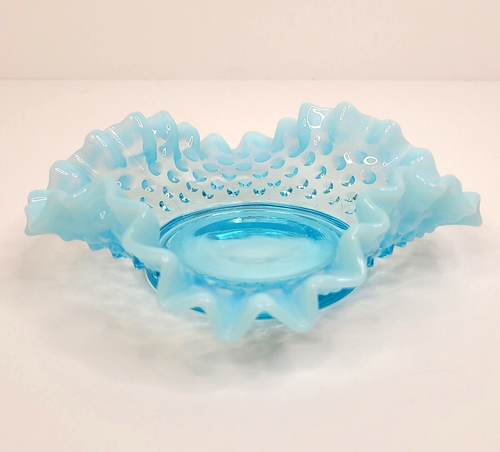 Juego de 3 piezas de plato y crueta vintage Fenton Bon con tapón de vidrio Hobnail azul - Imagen 2 de 22