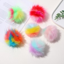 5x Vif Fourrure Fausse Pom Pendentif Boule pour Porte-Clé Chapeau Sac 8CM DIY De