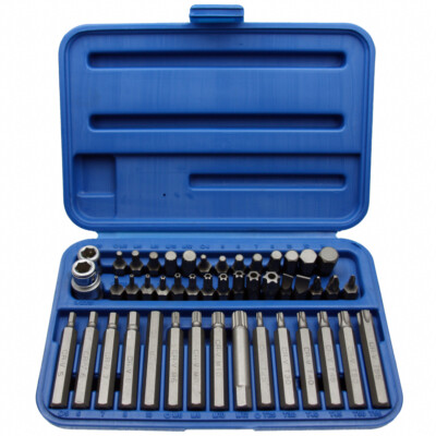 Kraft-Schraubendreher Bit Set TORX T-PROFIL VIELZAHN INNEN-6-KANT 3/8+1/2 46-tlg