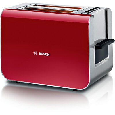 Bosch TAT8614N Styline Toaster 860 Watt 2-Scheiben-Toaster Toastautomat Rot