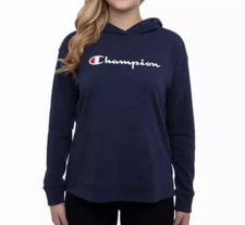 New Champion Women  s Jersey Pullover Hoodie with Kangaroo Pocket Small S Blue