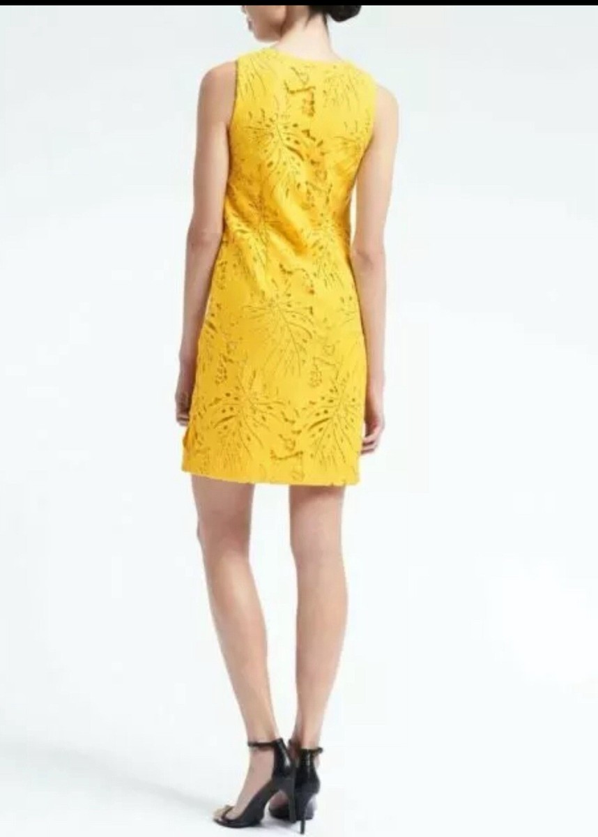 Banana Republic Womens Leaf Lace Shift Dress Yellow Size 10 | eBay