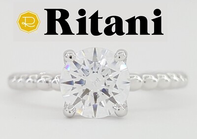 Ritani 1RZ1325 Solitaire Semi-Mount 0.03ct 18k White Gold Engagement Ring $830