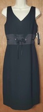Donna Morgan Size 6 Black Belted Knee Length V-Neck "Little Black Dress" - $138