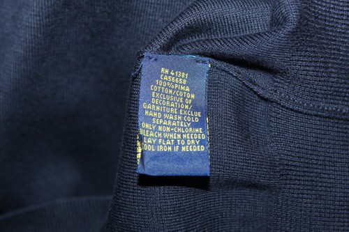 POLO RALPH LAUREN BLU NAVY MAGLIONE SCOLLO A V PIMA COTONE UOMO TG XL NUOVO CON ETICHETTE - Foto 6 di 7