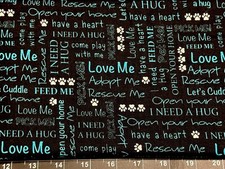 Tina Scrap 9"x21" Dog Puppy Somebody to Love My Dog Heart Word Paw COTTON Fabric