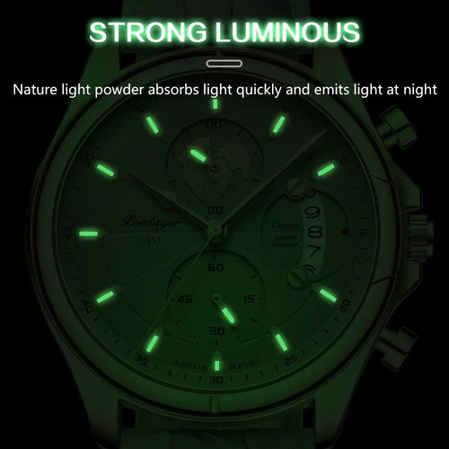 Men Watch Fashion Chronograph Leather Quartz Watches Waterproof Men's Wristwatch - Picture 4 of 13