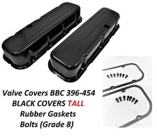 Bbc Valve Covers Steel Black Gaskets Rubber Grade 8 Bolts 65-95 396-454 Engines Bbc Valve Covers Steel Black Gaskets Rubber Grade 8 Bolts 65-95 396-454 Engines