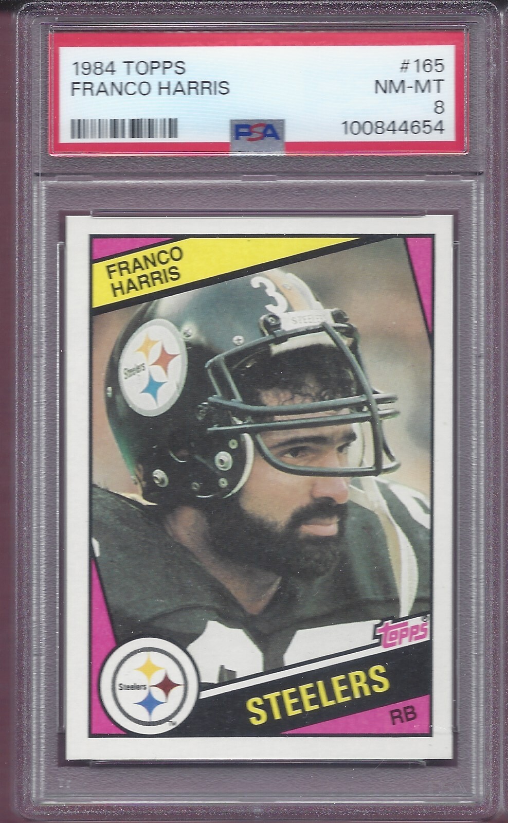 1984 TOPPS FOOTBALL #165 FRANCO HARRIS STEELERS HOF PSA 8 NM-MT (B)