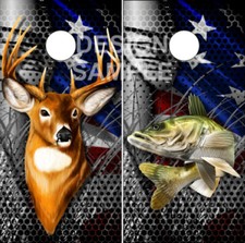 Walleye Deer American Blades Cornhole Wrap Bag Toss Skin Decal Sticker