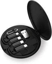 Multifunctional Data Cable Converter USB-C Adapter Storage Box Black