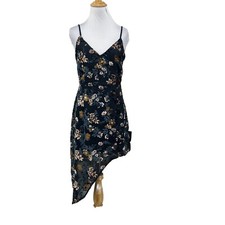 Lulus Evening With You Dress Womens S Small Floral Velvet Asymmetrical Lined