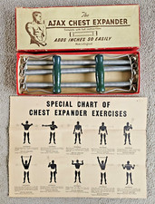 Vintage The Ajax Chest Expander 3 Springs 1950s 60's Boxed with Chart Rare  Q749