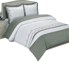 4pc Comforter Set- Cotton Embroidered Duvet Cover Set Down Alternative Duvet